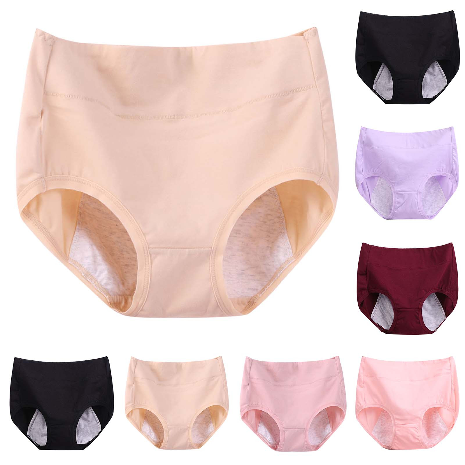 Aboser Cotton Period Underwear for Women Heavy Flow Leakproof Briefs Plus Size High Waisted Panties Incontinence Protective Brief Underwear